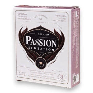 Prezervative PASSION Sensation, 3 bucăți – texturate, latex natural, lubrifiate, 52 mm