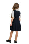 ADELAIDE – Sarafan din stofa cu decolteu in V si clos amplu, ideal pentru uniforma scolara, bleumarin
