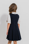 ADELAIDE – Sarafan din stofa cu decolteu in V si clos amplu, ideal pentru uniforma scolara, bleumarin