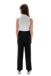 LAKSHMI – Pantaloni lungi casual eleganți cu talie înaltă, croială dreaptă și buzunare, negru