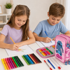 Penar Echipat Model Stitch, cu 42 Piese și 3 Compartimente, Roz