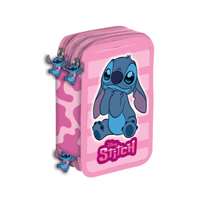Penar Echipat Model Stitch, cu 42 Piese și 3 Compartimente, Roz
