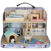 Casuță portabilă din lemn Hotel SPA animale în valiză cu mobilier, figurine câine și pisică, 18 accesorii, +3 ani