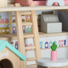 Casuță portabilă din lemn Hotel SPA animale în valiză cu mobilier, figurine câine și pisică, 18 accesorii, +3 ani