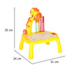 Masa de desen cu proiector Girafa, 3 discuri, accesorii si 12 carioci pentru copii, galben