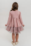 RADEYAH - Rochie din bumbac fin cu volan, aplicatii din tulle si fundita decorativa, roz