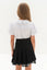 MARCIA - Bluza eleganta din material fin cu dantela delicata, maneca scurta si volane, alb
