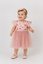 FLORA - Rochiță de ceremonie din tulle fin cu broderie florala, ideala pentru botez, roz