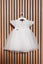 ELDA - Rochiță de ceremonie din tulle fin cu dantelă, broderie și aplicații stralucitoare, alb