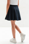 GARDENIA – Fusta scurta din stofa cu pliuri, bleumarin