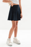 GARDENIA – Fusta scurta din stofa cu pliuri, bleumarin