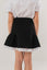 DARINA – Fusta scurta din stofa cu volan alb in contrast, negru