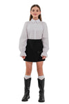 KELLY - Fusta/pantalon din stofa cu funda eleganta, skort negru
