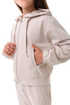 FRANCES- Trening din bumbac premium, set hanorac cu fermoar si pantaloni, bej