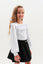 EDMY – Bluza eleganta din bumbac cu volane la guler si maneci bufante, alb