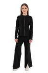 AMALIA – Bluza din bumbac cu maneca lunga si fundite aplicate, negru
