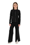 AMALIA – Bluza din bumbac cu maneca lunga si fundite aplicate, negru
