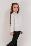 YAMI –  Helanca alba din bumbac cu volane decorative
