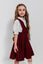 ADELAIDE – Sarafan din stofa cu decolteu in V si clos amplu, ideal pentru uniforma scolara, rosu bordo (burgundy)