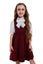 ADELAIDE – Sarafan din stofa cu decolteu in V si clos amplu, ideal pentru uniforma scolara, rosu bordo (burgundy)