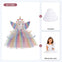 Set complet Prințesa Unicorn pentru fete – rochiță Unicorn, crinolină și mănuși, alb