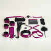 Set Master & Slave Bondage Game – Kit 10 accesorii BDSM pentru jocuri erotice, Animal Print Magenta