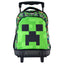 Ghiozdan Troler pentru Școală, Model Minecraft, cu 3 Compartimente, Mâner Telescopic, Bretele Ajustabile și Întărite, 44 × 33 × 22 cm, Multicolor