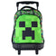 Ghiozdan Troler pentru Școală, Model Minecraft, cu 3 Compartimente, Mâner Telescopic, Bretele Ajustabile și Întărite, 44 × 33 × 22 cm, Multicolor