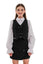 STEFFY - Vesta din stofa cu fundite pentru uniforma scolara de fete, negru