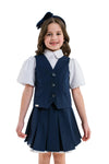 YASMINA - Vestă din stofă cu model clasic pentru uniformă școlară de fete, bleumarin