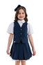 YASMINA - Vestă din stofă cu model clasic pentru uniformă școlară de fete, bleumarin