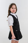YASMINA - Vestă din stofă cu model clasic pentru uniformă școlară de fete, negru