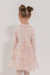 ZHUZHANNA - Rochita eleganta din bumbac cu tulle brodat si fluturasi, roz