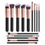Set 14 pensule de machiaj profesionale pentru ingrijirea frumusetii, ideal pentru aplicarea make-up-ului cu precizie in zona ochilor, buzelor si fetei, Negru