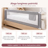 Barieră protecție pat copii SOLLUXE – montată pe un pat obișnuit, gri, rabatabilă