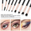 Set 14 pensule de machiaj profesionale pentru ingrijirea frumusetii, ideal pentru aplicarea make-up-ului cu precizie in zona ochilor, buzelor si fetei, Negru