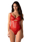 Body Aliosa - lenjerie erotică din vinil și dantelă cu decupaje sexy, roșu