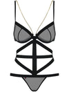 Body Bondy Teddy - lenjerie erotică cu decupaje și cupe transparente S/M, negru