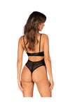 Body Norides – lenjerie erotică din vinil cu dantelă și decupaje sexy XL/2XL, negru