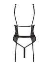 Body Yaskana - lenjerie erotică din dantelă cu portjartier și decupaje provocatoare XL/XXL, negru