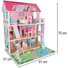 Căsuță de păpuși cu 3 etaje, mobilier complet cu grădină, lumini LED, 70 cm, lemn MDF multicolor