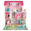 Căsuță de păpuși cu 3 etaje, mobilier complet cu grădină, lumini LED, 70 cm, lemn MDF multicolor