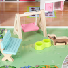 Căsuță de păpuși cu 3 etaje, mobilier complet cu grădină, lumini LED, 70 cm, lemn MDF multicolor