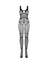Bodystocking Obsessive N123 - catsuit elegant din plasă cu decupaje și model decorativ S-L (one size), negru