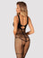 Bodystocking Obsessive N123 - catsuit elegant din plasă cu decupaje și model decorativ S-L (one size), negru
