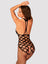 Bodystocking Obsessive G332 – catsuit elegant din plasă cu decupaje și model decorativ S-L (one size), negru