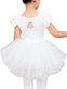 Costum de balet, gimnastica sau dans pentru fete: set body bumbac si fusta tutu alb cu aplicatii stralucitoare