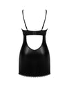 Set de lenjerie intimă Norides – rochie din vinil cu dantelă, decolteu sexy și chiloți tanga XL/2XL, negru
