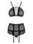 Set de lenjerie intimă Basitta - compleu elegant cu sutien, chiloți și portjartier din dantelă, negru