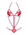 Body Luiza Teddy – lenjerie erotica sexy din dantelă cu decupaje provocatare S/M, rosu